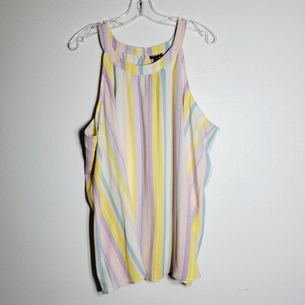 Torrid Pastel Stripe Top Plus Size 2X Sleeveless Pullover Lightweight NWT